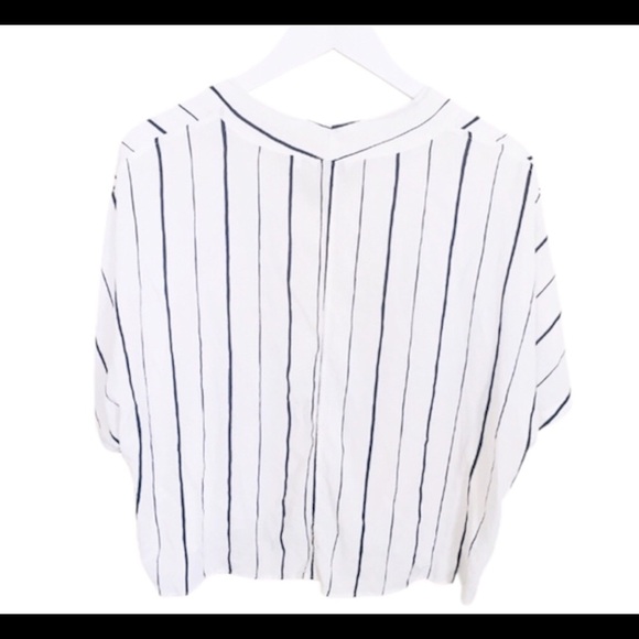 REITMANS Stripe Dolman Tie Front Blouse/Top With Crop Sleeves Ivory Size Small - Picture 6 of 8
